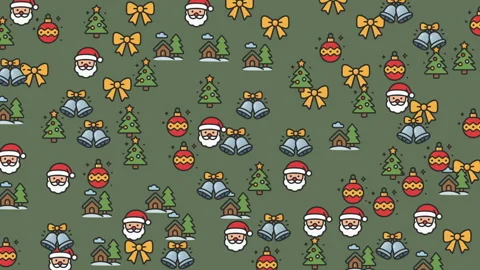 Festive Christmas Pattern with Santa Claus Trees Bows and Ornaments Stock Footage 319388539