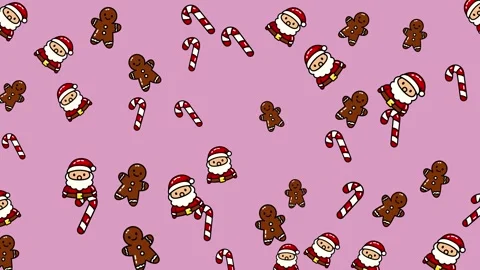 Festive Christmas Pattern with Santa, Gingerbread, and Candy Canes. Stock Footage 322978805