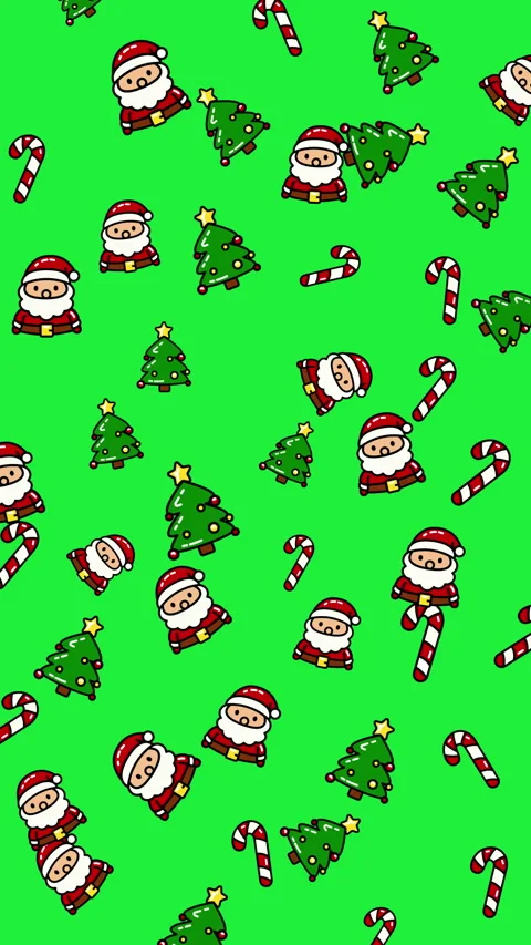 Festive Christmas Pattern with Santa, Trees, and Candy Canes. Stock Footage 325011660