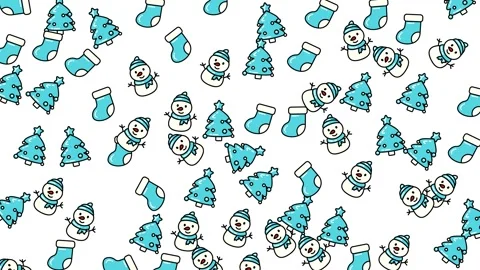 Festive Christmas Pattern with Snowmen, Trees, and Stockings for Holiday Chee Stock Footage 321849686
