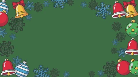Festive Christmas Pattern with Sounding Bells Ornaments and Snowflakes Stock Footage 319387582