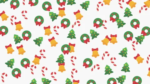 Festive Christmas Pattern with Trees Ornaments Candies and Wreaths Stock Footage 319314818