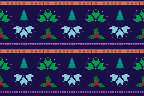 Festive Christmas Pattern with Winter Elements Stock Illustration