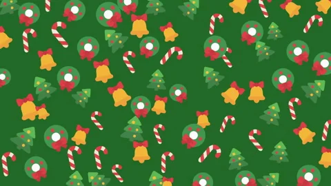 Festive Christmas seamless pattern with holiday icons in vibrant colors Stock Footage 319315029