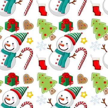 Festive Christmas Seamless Pattern 스톡 일러스트