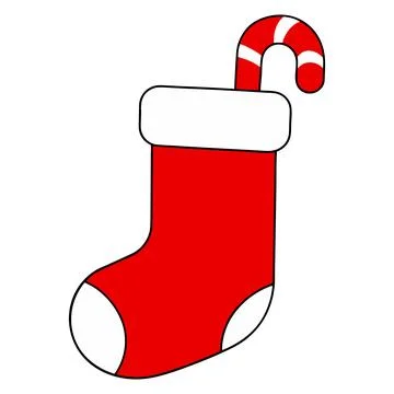 Festive Christmas Stocking with Candy Cane for Holiday Celebrations Stock Illustration