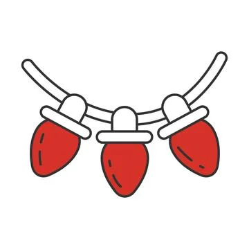 Festive Christmas string lights in red and white Vector Stock Illustration