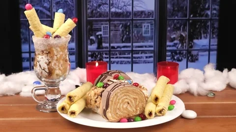 Festive Christmas Table Decorated Stock Footage 297081511