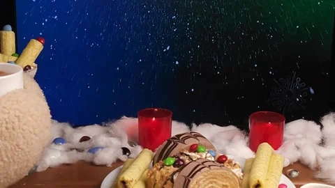 Festive Christmas Table Decorated Stock Footage 297081567