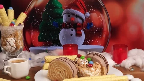 Festive Christmas Table Decorated Stock Footage 297081583