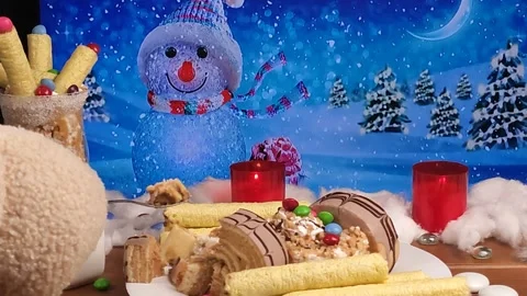 Festive Christmas Table Decorated Stock Footage 297081611
