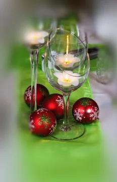 Festive Christmas table Stock Photos