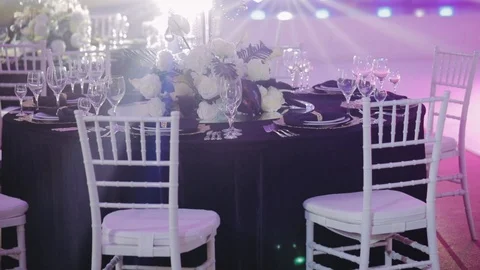 The festive Christmas table in the rays of lights Stock Footage 105621086