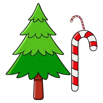 Festive Christmas Tree and Candy Cane Illustration for Holiday Season Illustrazione stock
