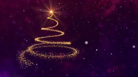 Festive Christmas tree animation, winter snowing background Stock Footage 83464376