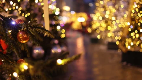 Festive Christmas tree decorated with evergreen branches 库存影片 341629519