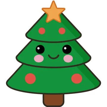 Festive Christmas Tree Flat Vector Design Stock Illustration