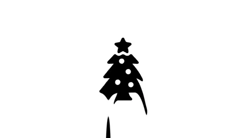 Festive christmas tree icon animation on white background Stock Footage 327761683