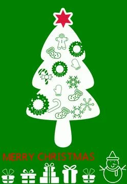 Festive Christmas Tree  Stock Illustration