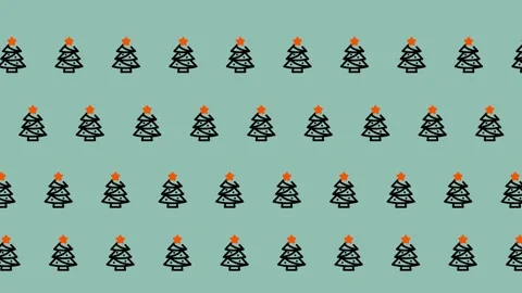 Festive Christmas Tree Pattern on Light Green Background. Stock Footage 325376078
