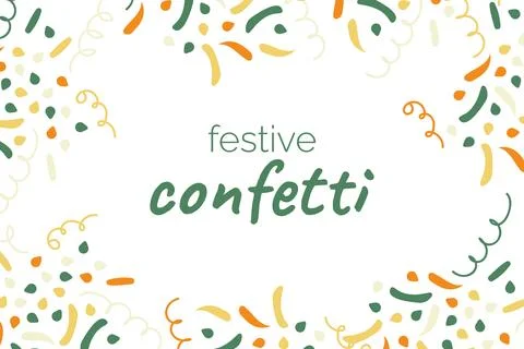 Festive cofetti in frame with space for text. Border made of firecrackers. Curls Stock Illustration