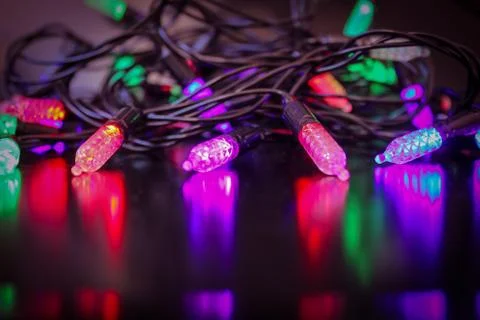 Festive colored lights. Stock Photos
