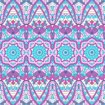 Festive colorful seamless vector pattern psychedelic doodle art Stockillustratie