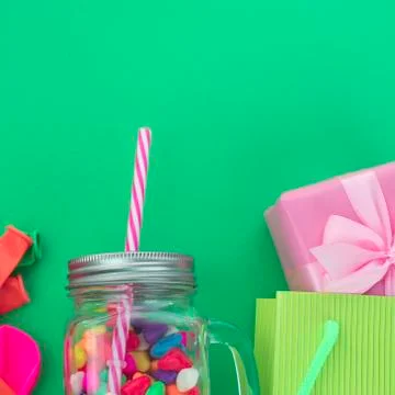 Festive Composition With Gift Box decor for the Holiday Stock Photos
