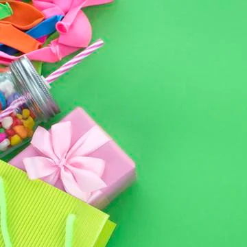 Festive Composition With Gift Box decor for the Holiday Stock Photos