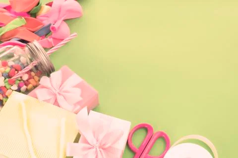 Festive Composition With Gift Box decor for the Holiday Stock Photos