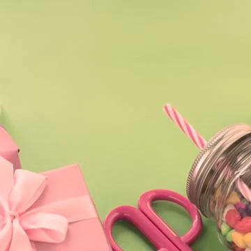 Festive composition set of gift boxes with balls candy cocktail materials. Stock Photos