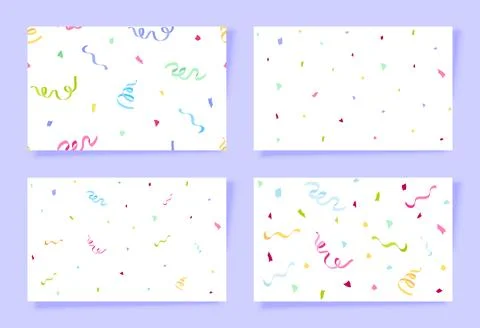 Festive confetti ribbon seamless pattern flat set Illustrazione stock