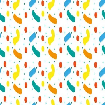 Festive confetti seamless pattern. Modern, geometric repeating texture. Mem.. 스톡 일러스트