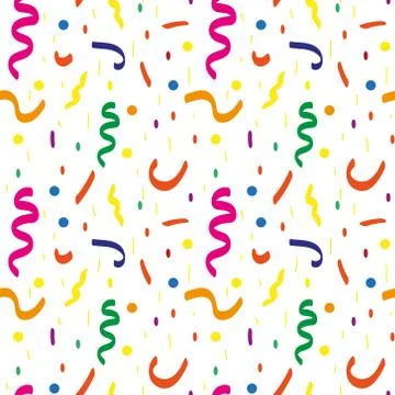 Festive confetti seamless pattern. Modern, geometric repeating texture. Mem.. Illustrazione stock