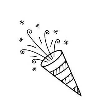 Festive cracker doodle icon. Vector illustration of the holiday fireworks ske Stock Illustration
