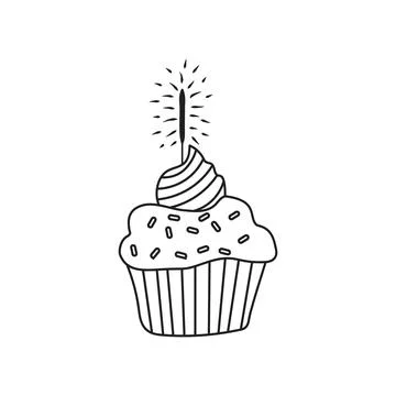 Festive cupcake with sparkler Stock Illustration
