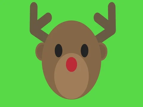 Festive cute reindeer animation loop green screen Stock Footage 80268365