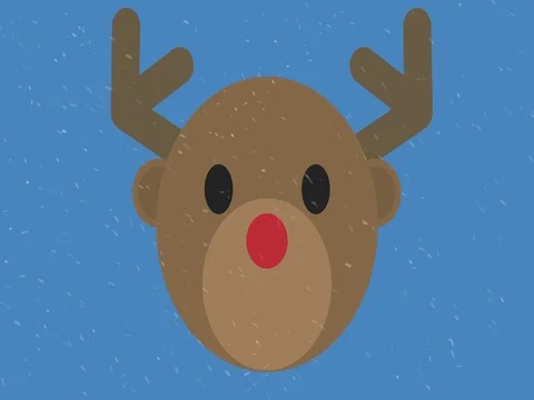 Festive cute reindeer animation loop with snow Stock Footage 80268372