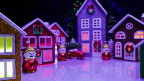 Festive decorated town with flying animation background Stock Footage 315084553