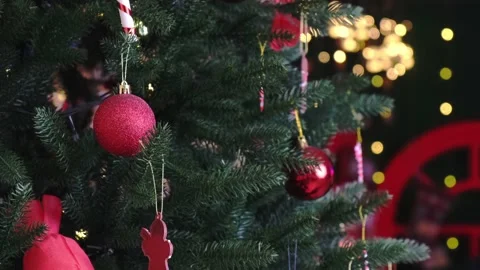 Festive decoration of the Christmas tree. Stock Footage 165583325