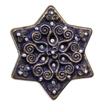 Festive decoration in the form of six-pointed star, isolated on white backgro Stock Photos