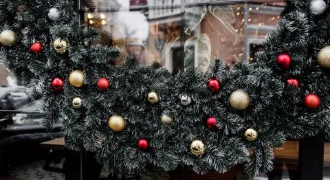 Festive decoration on the window Stock Photos