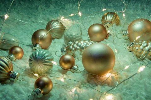 Festive decorations in a dark key. Stock Photos