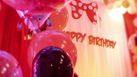 Festive decorations multicolored balloons for the interior of the hall  Video stock 305594799