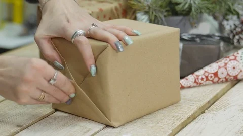 Festive decorations. The work of a designer-decorator. On the eve of Christmas. Stock Footage 83283615