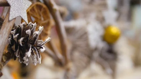 Festive decorations. The work of a designer-decorator. On the eve of Christmas. Stock Footage 83315487