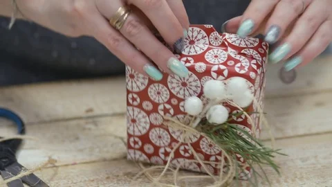 Festive decorations. The work of a designer-decorator. On the eve of Christmas. Stock Footage 83315896