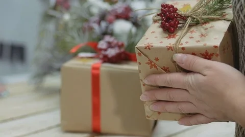 Festive decorations. The work of a designer-decorator. On the eve of Christmas. Stock Footage 83319190