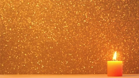 Festive Decorative Background with Glowing Candle Stock Footage 203913281