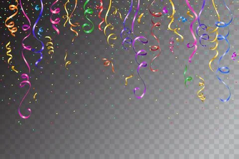 Festive design. Border of colorful bright confetti isolated on transparent Stock Illustration